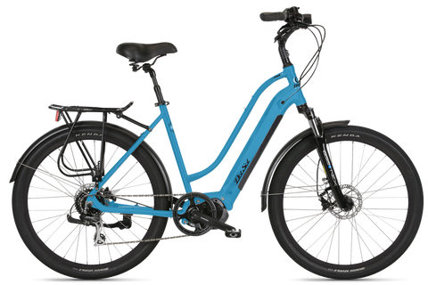 Del Sol Lxi Flow ebike with easy entry frame in bright blue, 2020 model