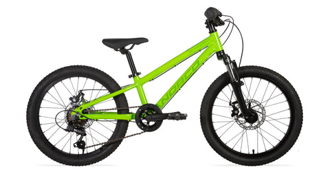 Norco Storm 2.1 2021 green boys 20" mountain bike with disc brakes and front suspension 