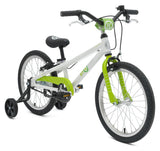 BYK E350 Kids Bike in Ninja Green is a longer wheelbase for stability with two hand brakes and a pedal brake for kids to learn on