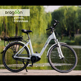White mid drive ebike from Dragoon featuring Vinka electric motor
