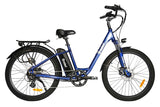 New 2021 blue Evinci Tui+ ebike with front suspension and hydraulic disc brakes