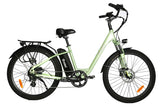 New 2021 green Evinci Tui+ ebike with 100mm travel forks and electronic torque sensing pedal assist