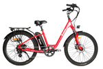 2021 red Evinci Tui+ ebike with electronic torque sensor for smoother pedaling power assistance