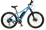 Evinci Infinity ebike blue mountain bike with front suspension